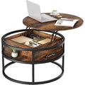 YITAHOME Round Lift Top Coffee Table with Hidden Storage – Brown Wood