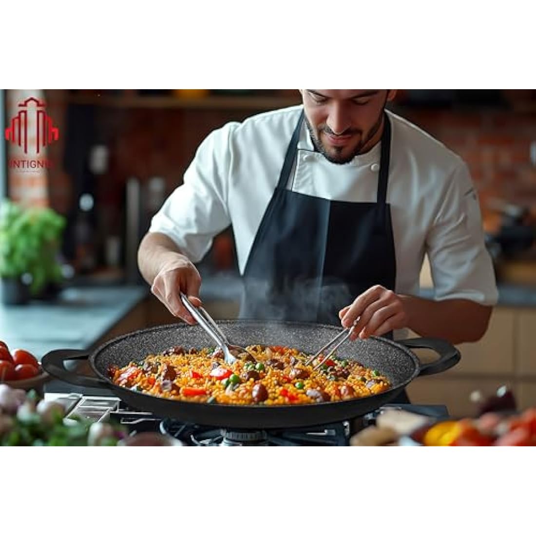 Intignis 40cm Non-Stick Paella Pan – Induction Carbon Steel Cookware