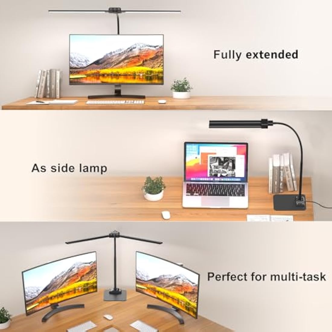 KableRika Double Head LED Desk Lamp | Dimmable Eye-Caring Task Light