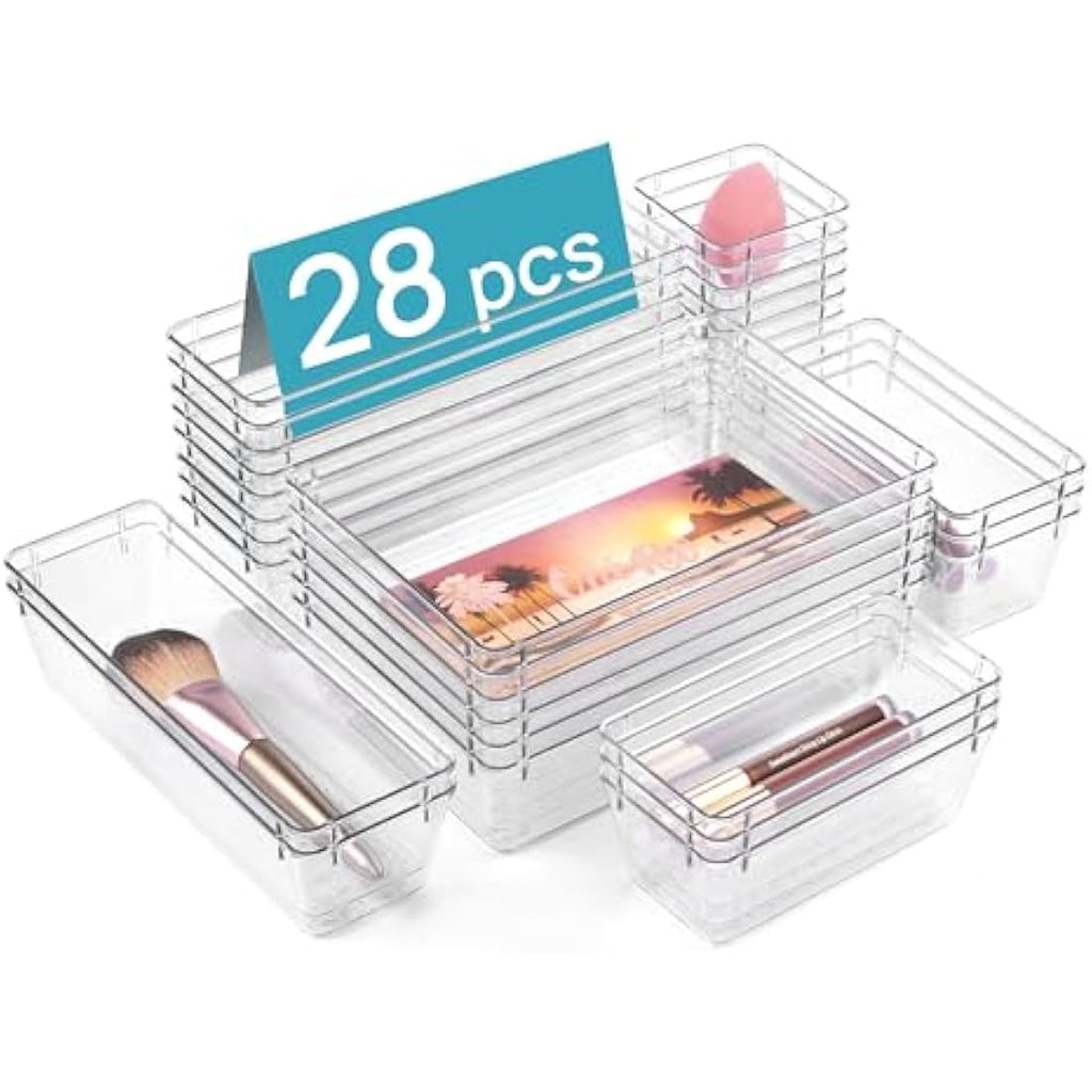 Vtopmart 28-Piece Clear Plastic Drawer Organizers | Acrylic Storage Bins