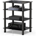 FITUEYES 4-Tier HiFi Rack | Black Tempered Glass AV Media Stand
