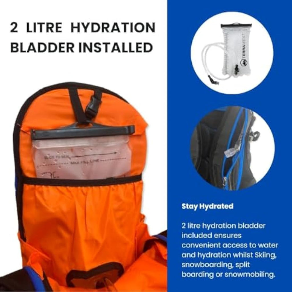 TerraWest Core Avalanche Kit | 22L Ski Backpack with Recco & Shovel Probe