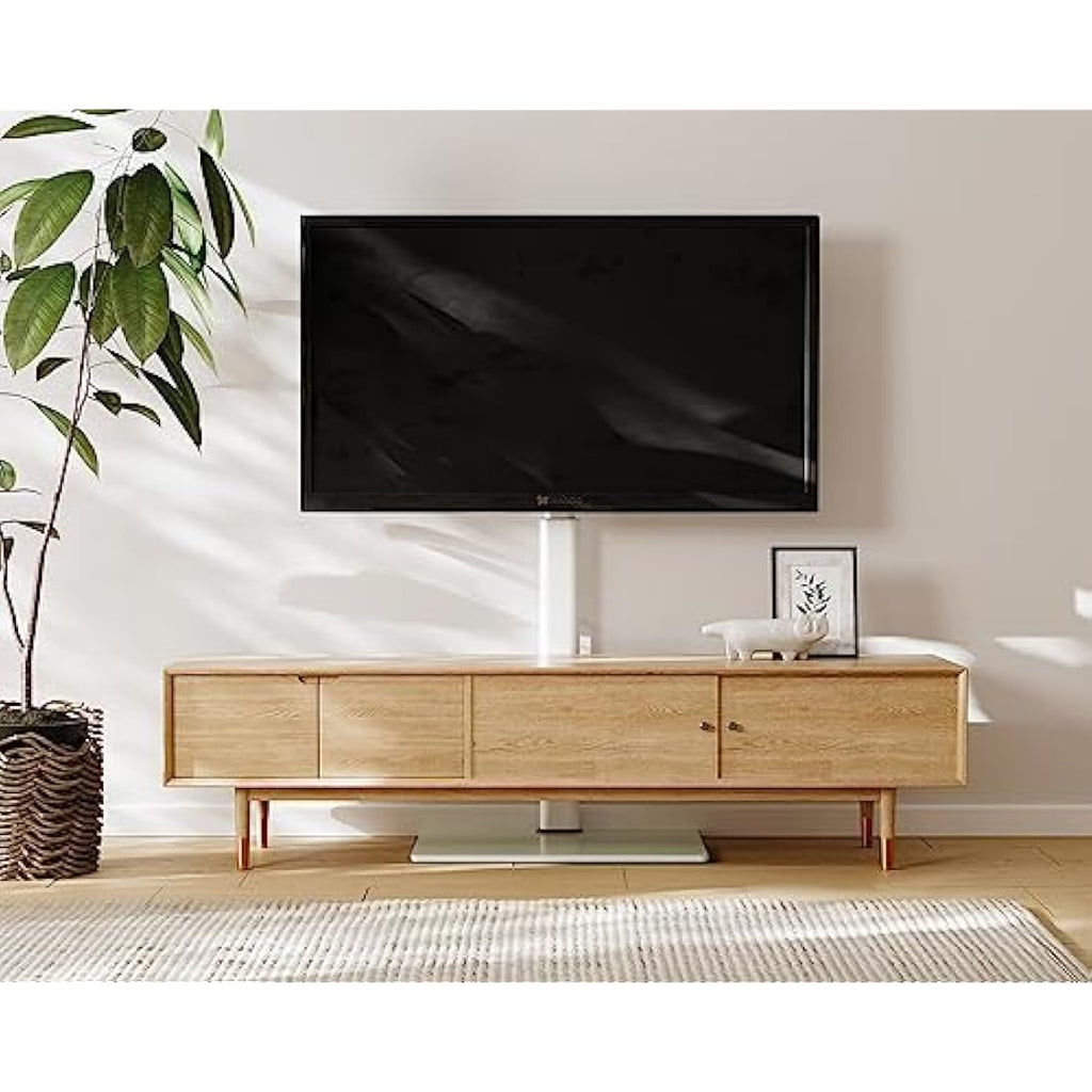 FITUEYES White TV Floor Stand | Swivel Mount for 32-60 inch TVs