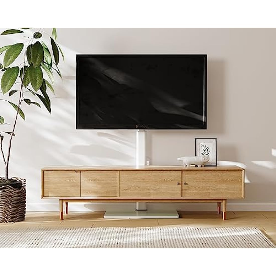 FITUEYES White TV Floor Stand | Swivel Mount for 32-60 inch TVs