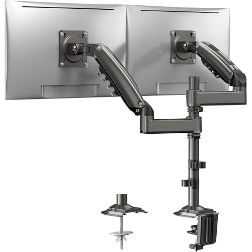 HUANUO Dual Monitor Stand – Gas Spring Height Adjustable Arm for 13-32"
