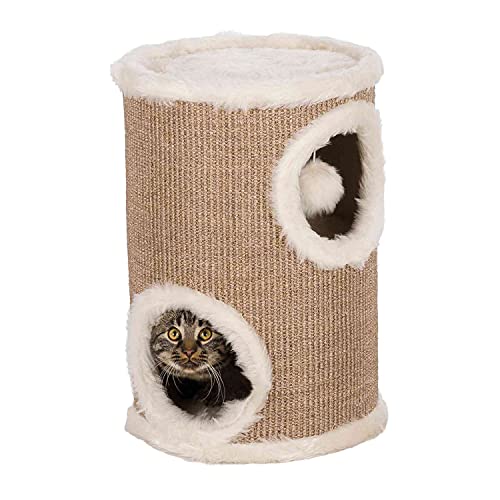 Trixie Cat Tower Scratching Post with Plush Floors, Brown/Beige, 50 cm