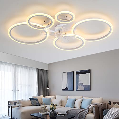 YUNZI Modern Ceiling Fan with LED Light – 72W Dimmable 6-Speed Fan