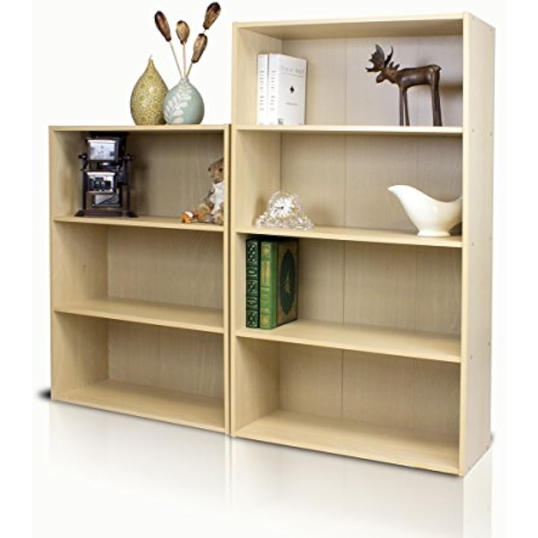Furinno Pasir 4-Tier Open Shelf Display Rack - Steam Beech Wood