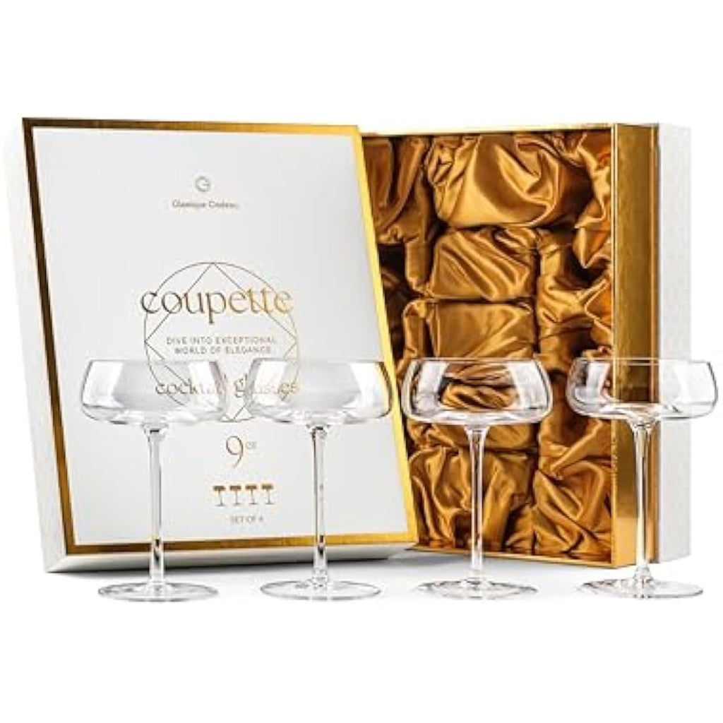 Glassique Cadeau Crystal Coupe Glasses | Set of 4 Handblown 260ml