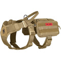 OneTigris Service Dog Vest Harness | Tactical Molle Dog Backpack - Brown