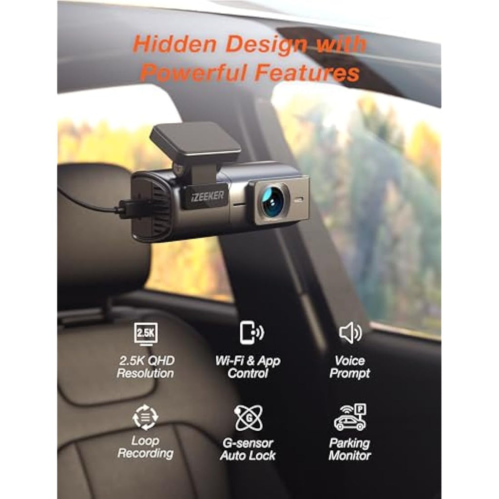 iZEEKER 1440P WiFi Dash Cam – 2.5K QHD Car Camera with 32GB Card