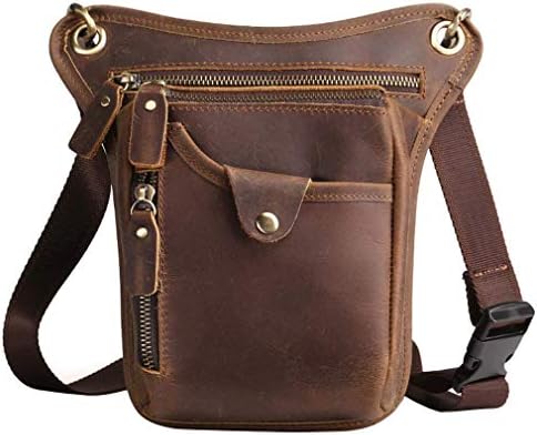 Leather Drop Leg Bag – Motorcycle Thigh Waist Pack, Brown