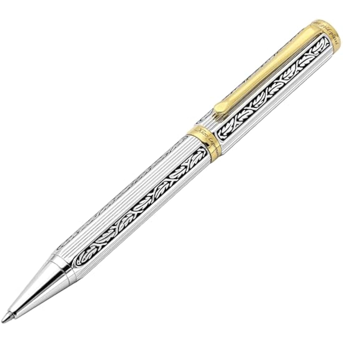Xezo Legionnaire Chrome Ballpoint Pen | Diamond-Cut Engraved Brass