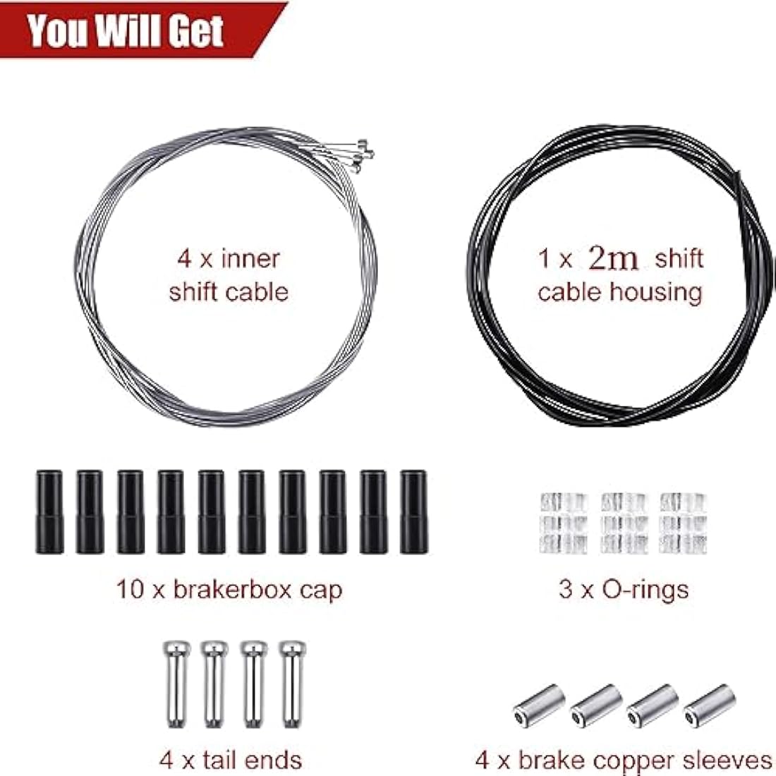 Bike Brake & Gear Shifter Cable Kit – Universal PVC Black