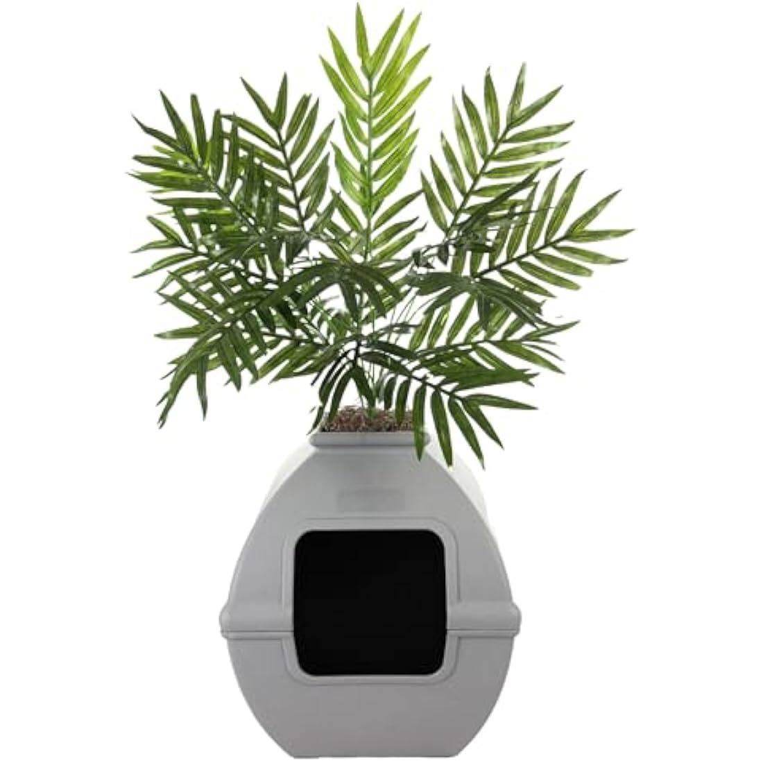 Good Pet Stuff Hidden Litter Box Planter – Enclosed Square Stone Gray