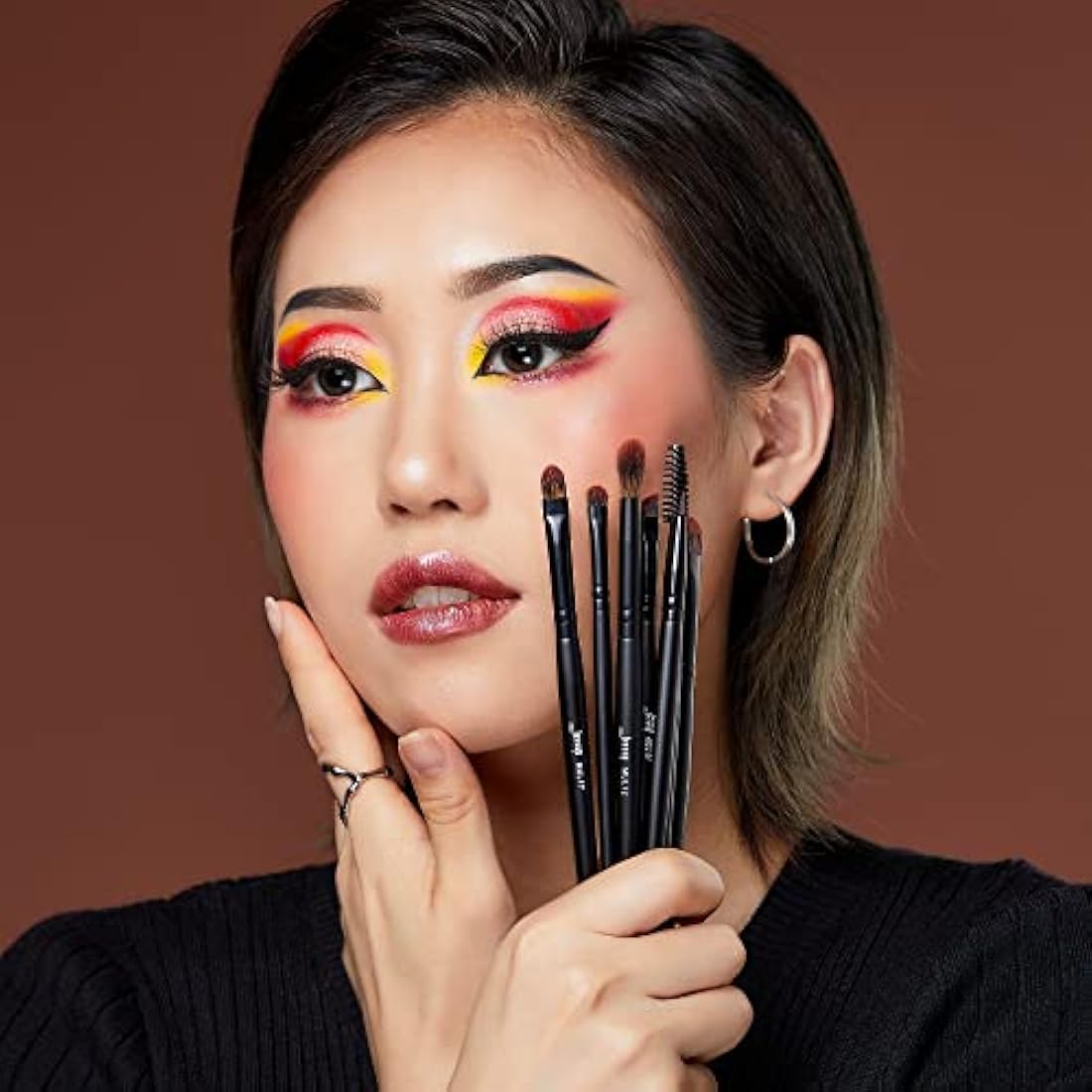 Jessup 16Pcs Professional Eye Makeup Brushes Set | Synthetic Black