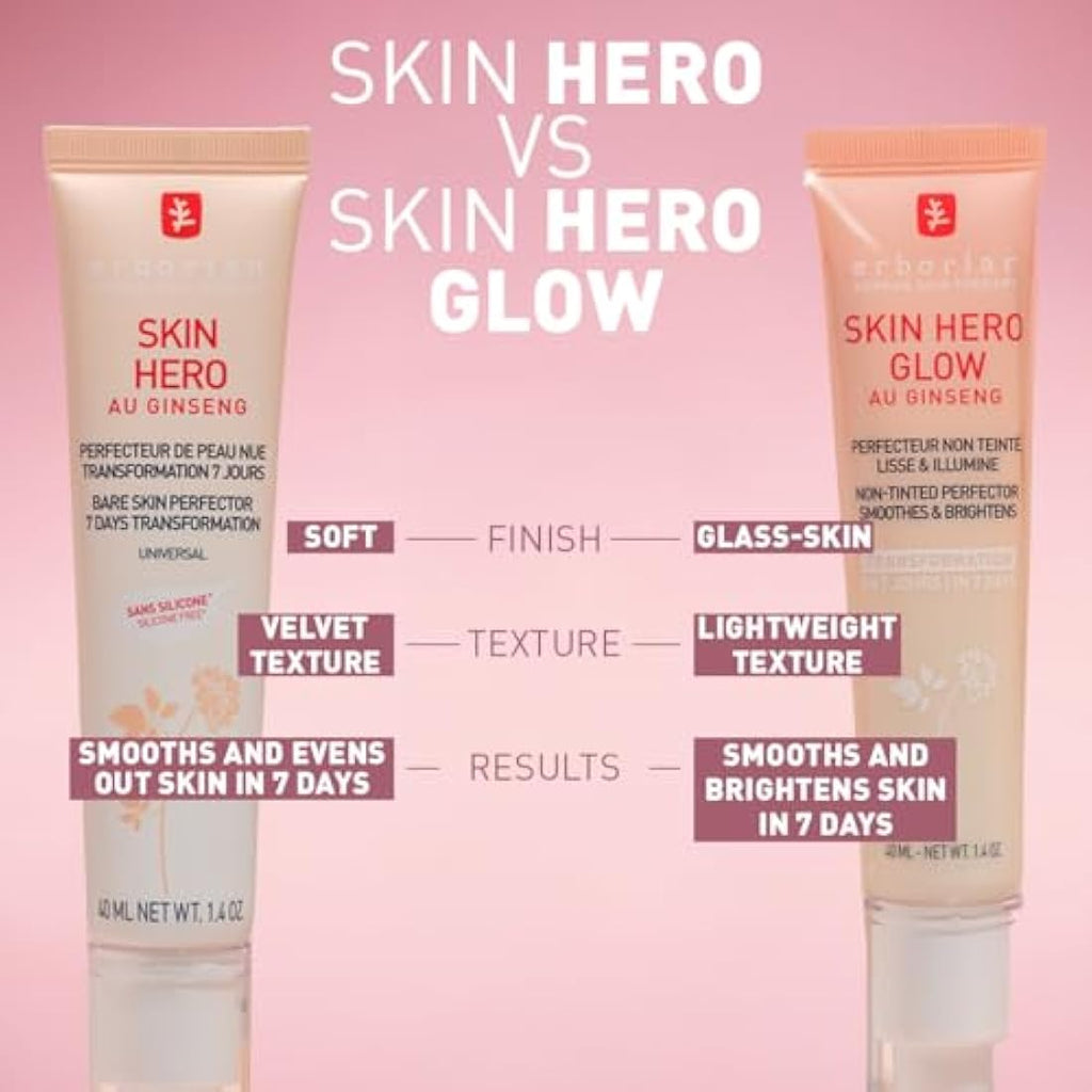 Erborian Skin Hero Glow – Non-Tinted Skin Perfector & Radiance Booster – 40ml