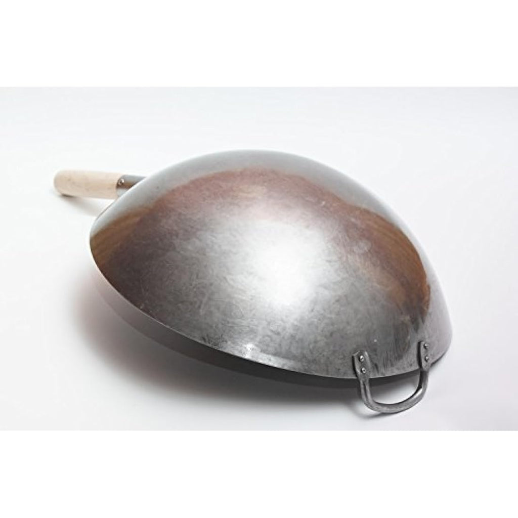 Craft Wok 16 Inch Hand Hammered Carbon Steel Round Bottom Wok Pan