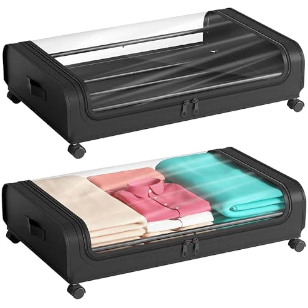 Under Bed Storage with Wheels – 48L Metal Frame 2-Pack