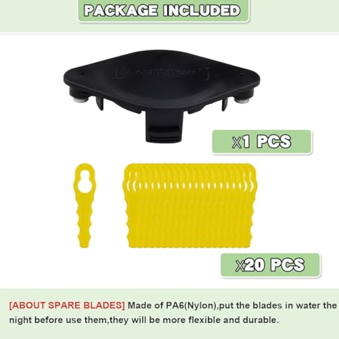 FourShow Bladed Trimmer Head with 20 Replacement Blades for Ryobi