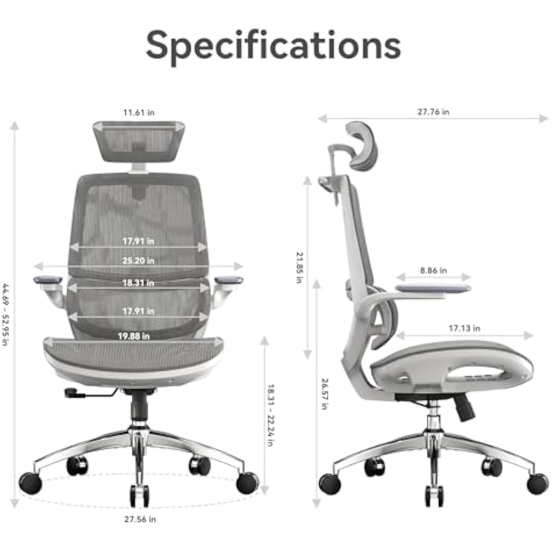 SIHOO M59AS Ergonomic Office Chair - Mesh Desk Chair with 3D Armrests