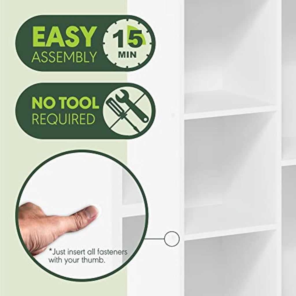 Furinno Luder 5-Cube Open Storage Shelf – White Composite Wood Unit