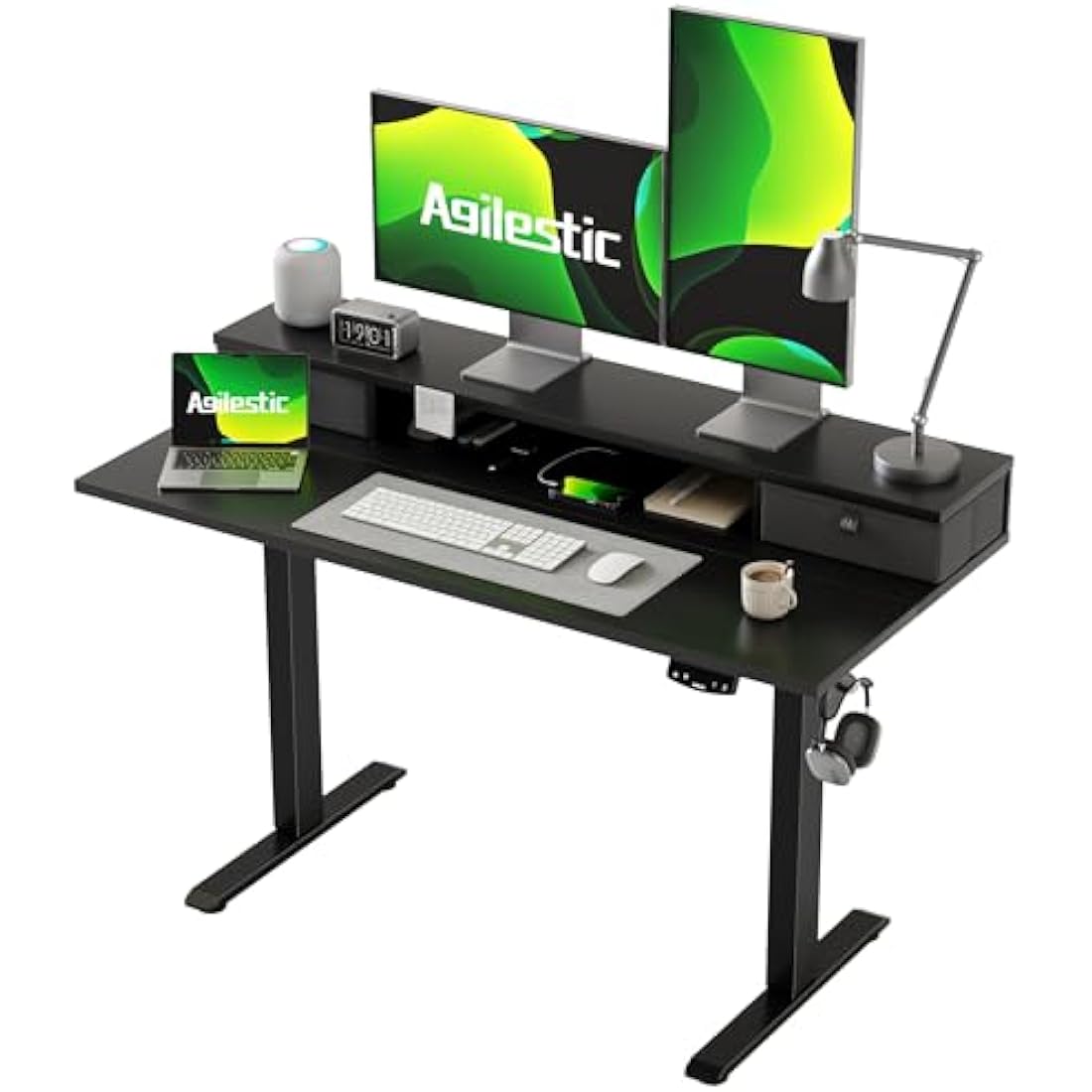 Agilestic Electric Standing Desk - 120x60cm Sit Stand Desk with 2 Drawers