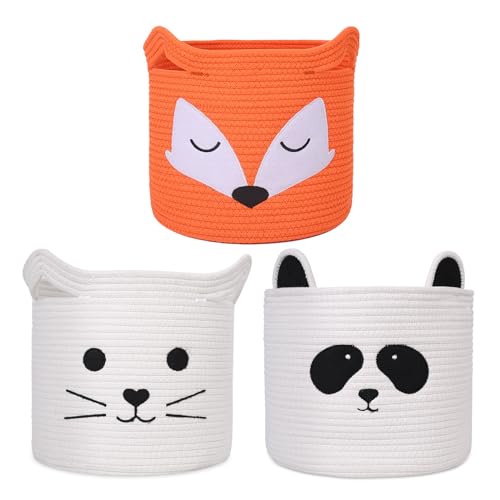ACOHSY Animal Cotton Rope Storage Basket – 30cm Collapsible Toy Bin