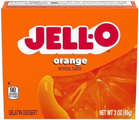 Jell-O Orange Gelatin Dessert - 3 Ounce Boxes (Pack of 4) -