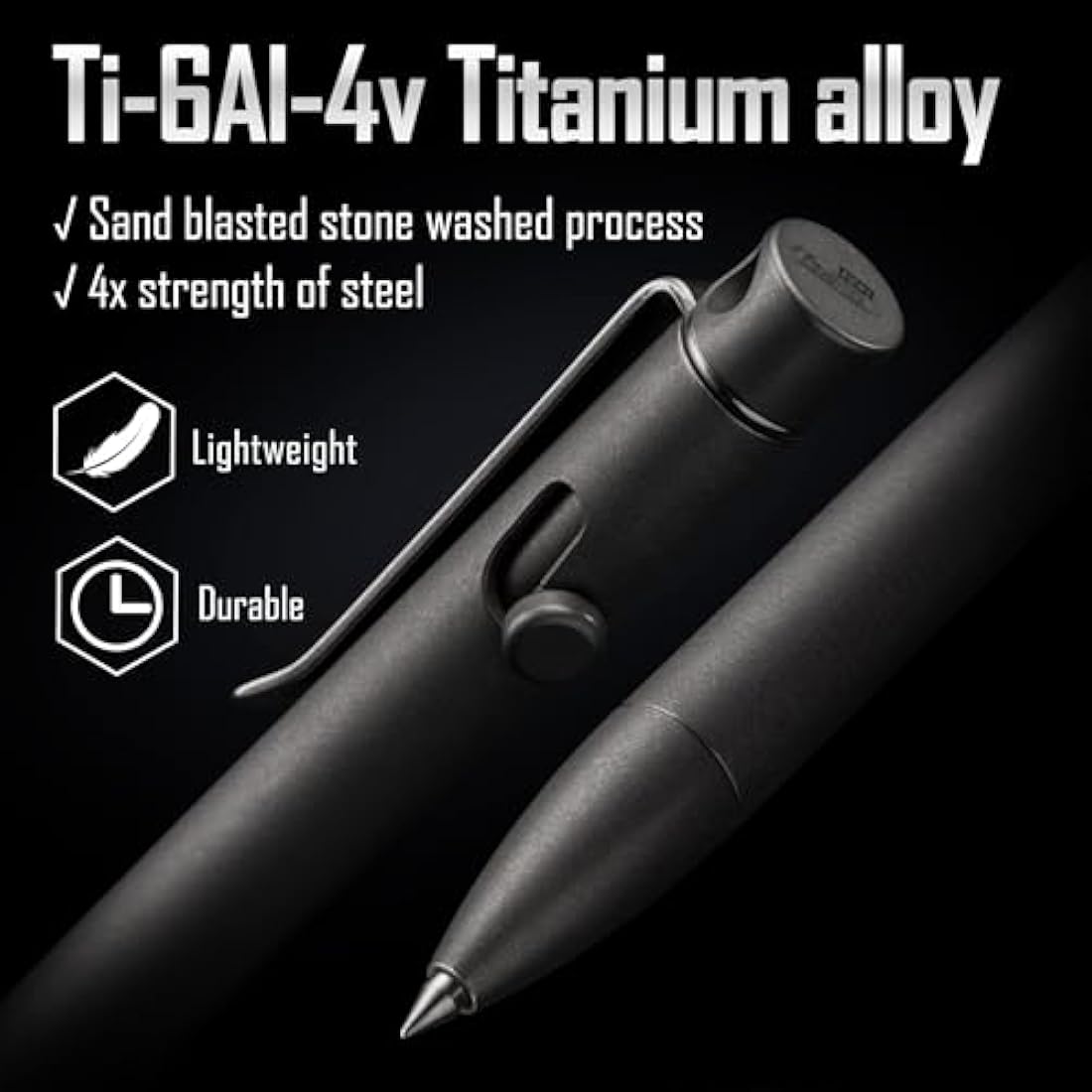 KeyUnity KP01 Titanium Alloy EDC Ballpoint Pen - Retractable Pocket Pen