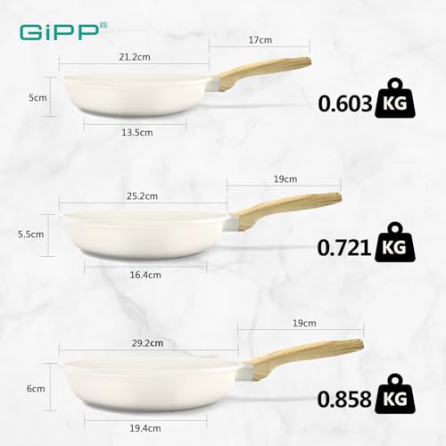 GiPP 3-Piece Granite Nonstick Frying Pan Set – Induction Compatible