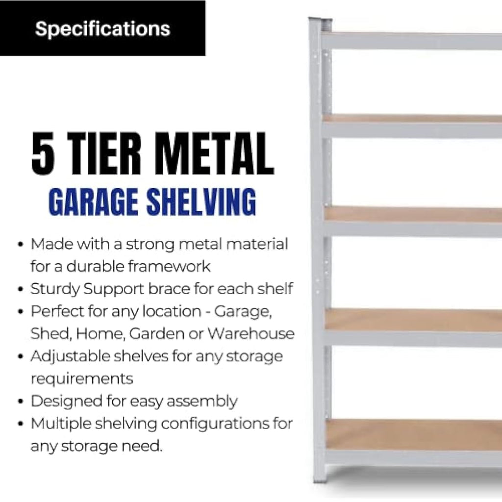 Samuel Alexander Heavy Duty Garage Shelving | 5 Tier Metal Racking Unit