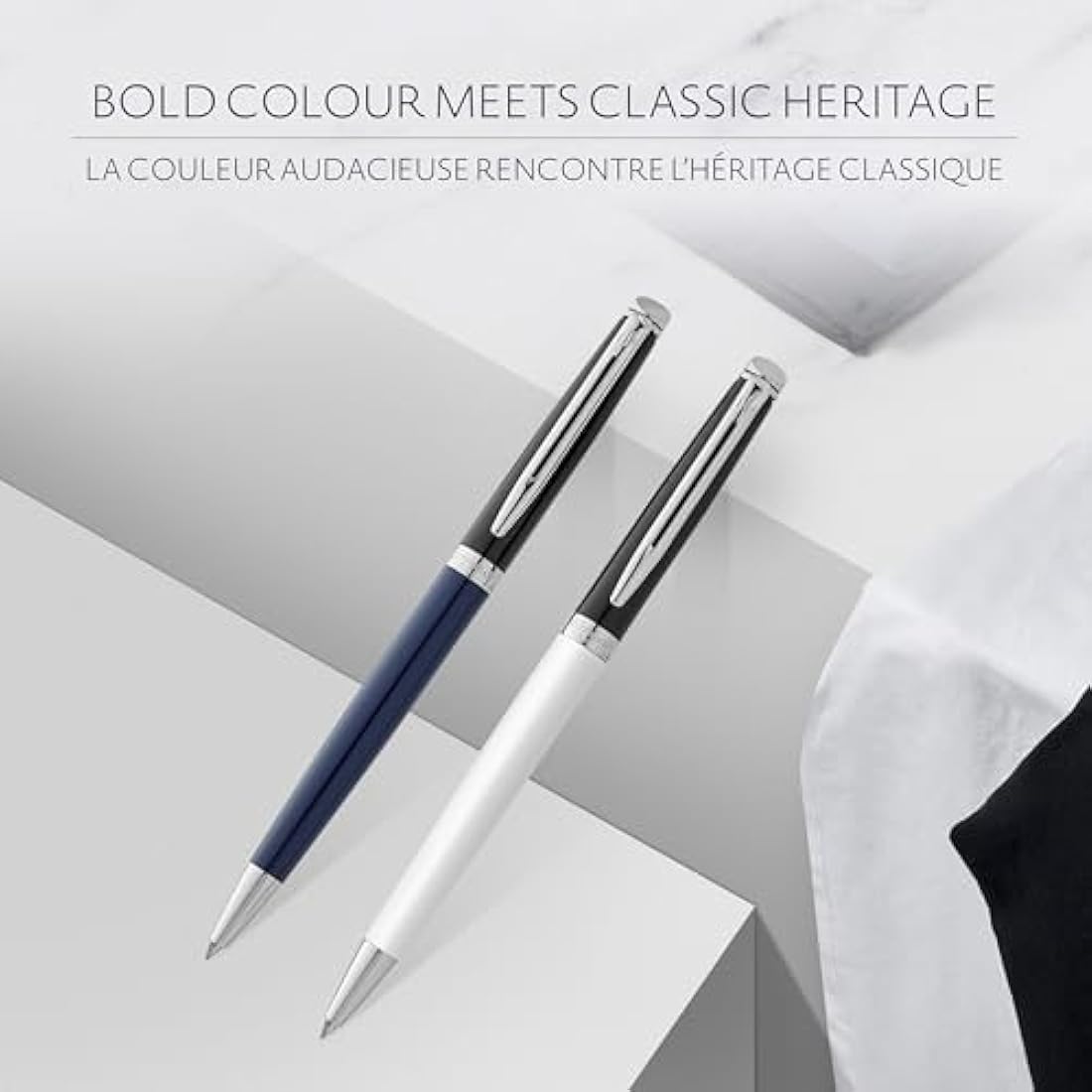 Waterman Hémisphère Ballpoint Pen – Black & White Lacquer, Medium Point