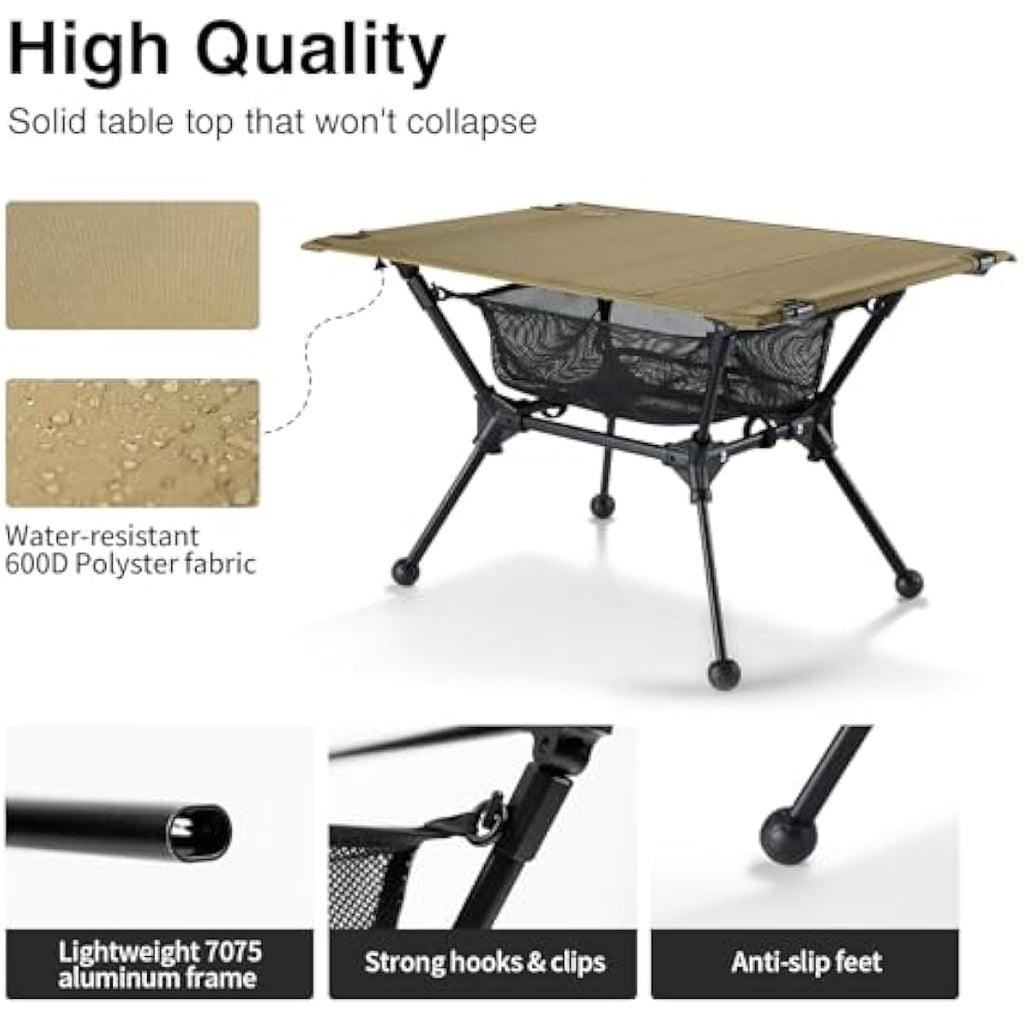 OneTigris Dipper Camping Table – Adjustable Height Folding Aluminum Table