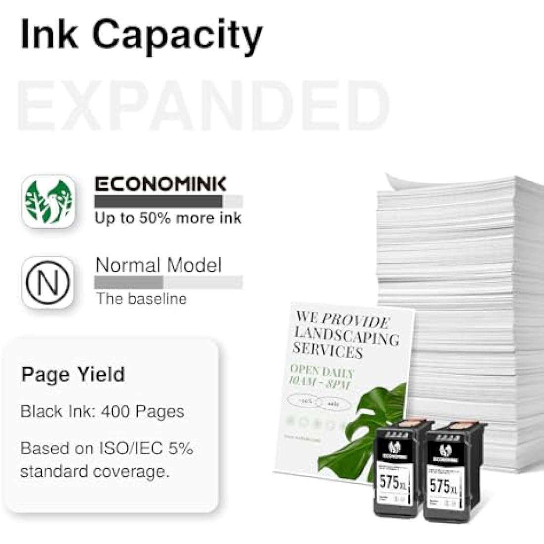 Economink PG-575XL Black Ink Cartridges for Canon PIXMA TS3550i (2 Pack)