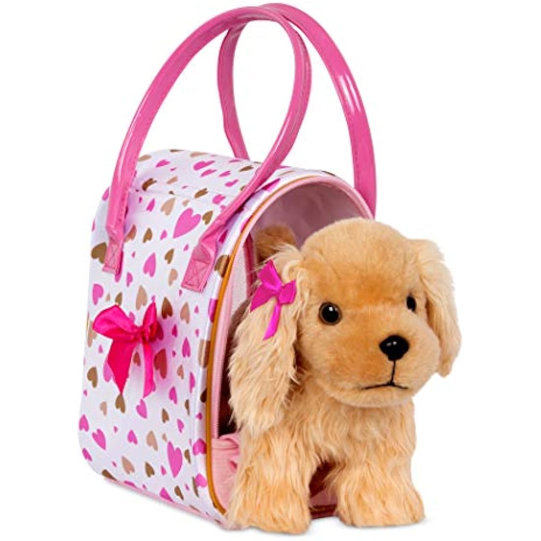 Pucci Pups Plush Cocker Spaniel Toy Dog with Pink Heart Carrier Bag