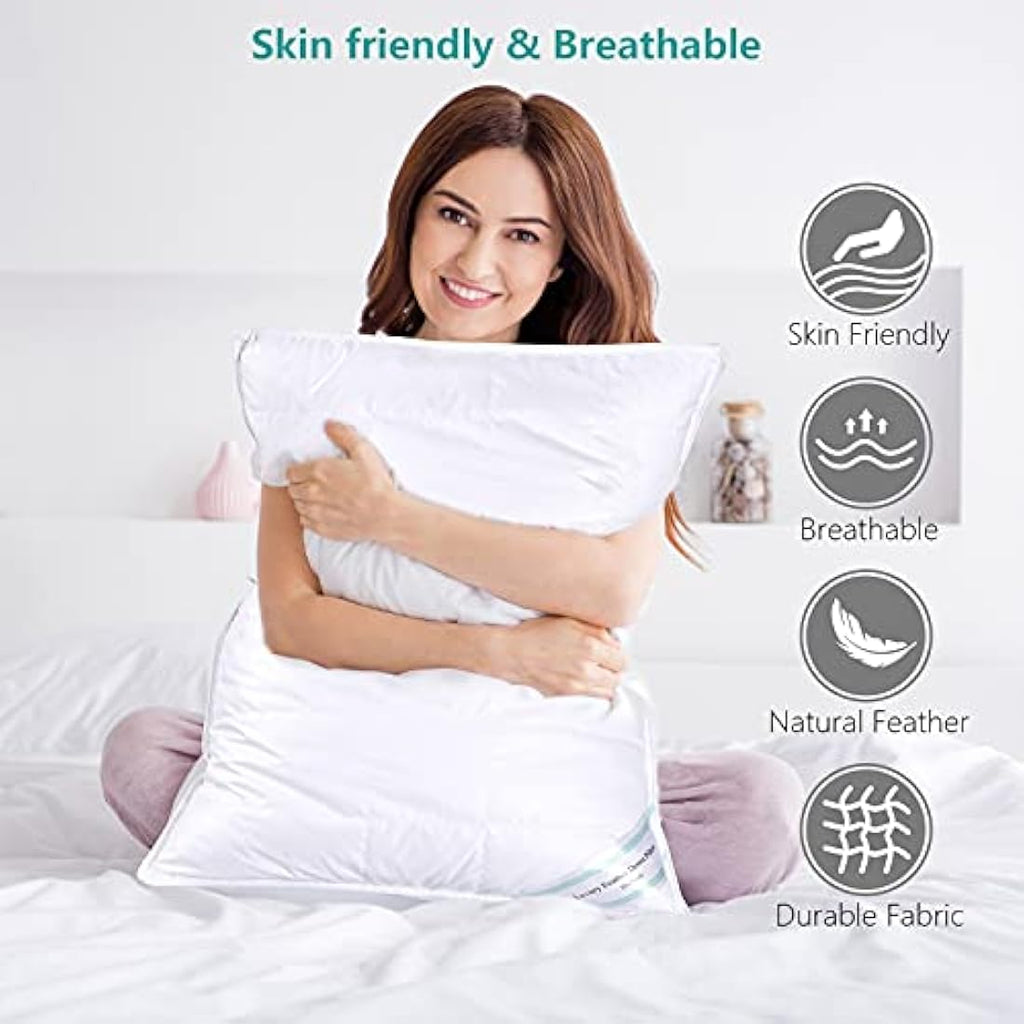 Jolof Store Feather & Down Pillows - Pack of 2 Luxury Medium Soft Support