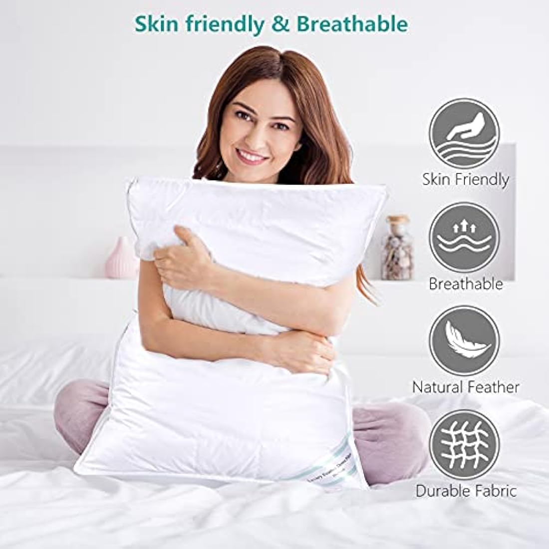 Jolof Store Feather & Down Pillows - Pack of 2 Luxury Medium Soft Support