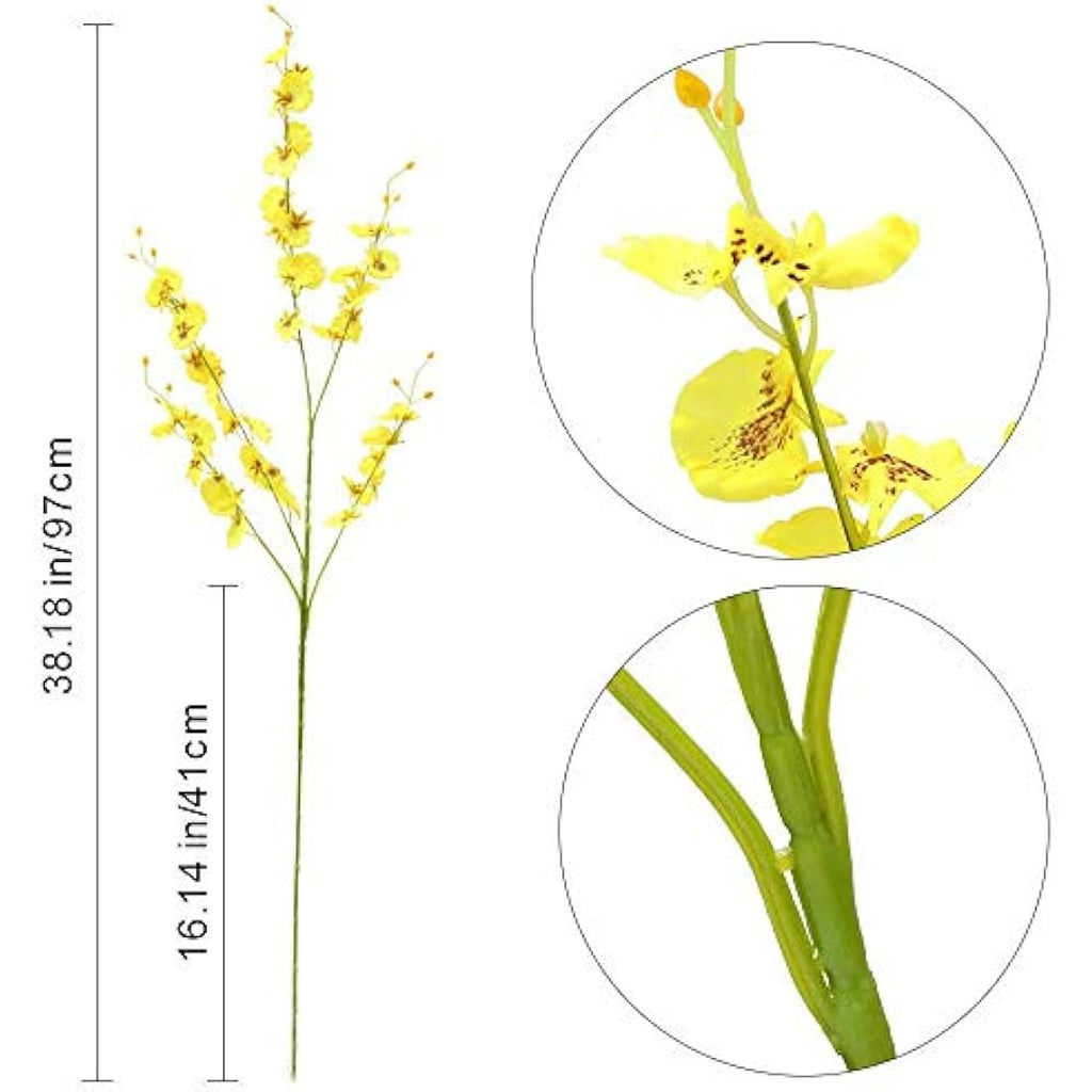 Kisflower 12Pcs Yellow Artificial Dancing Lady Orchids for Home Decor