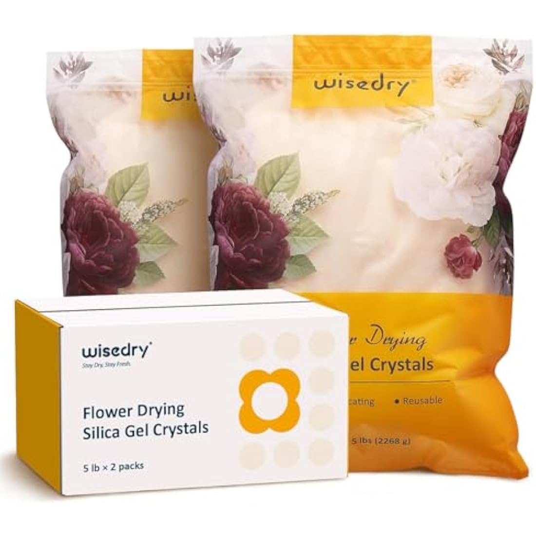 Wisedry 10 LBS Silica Gel Flower Drying Crystals - Color Indicating