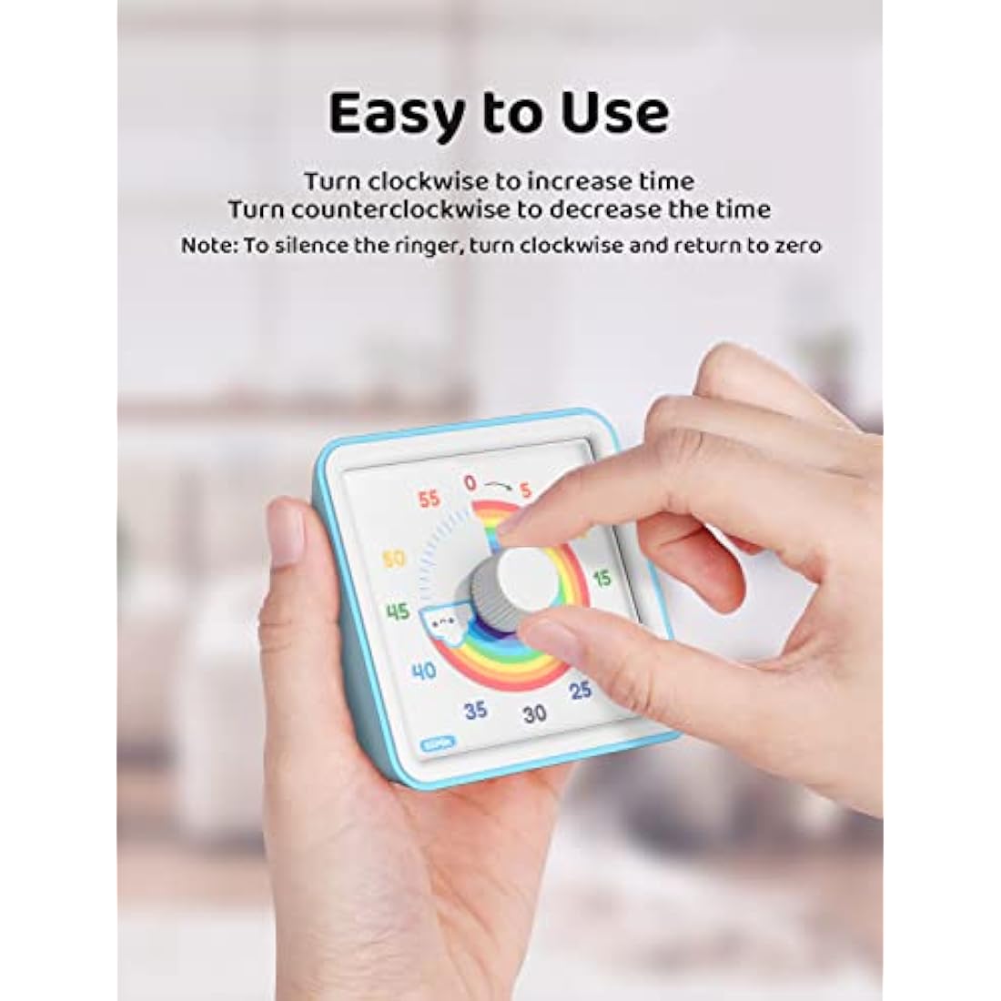 LIORQUE Visual Timer for Kids – 60 Minute Silent Rainbow Countdown Clock