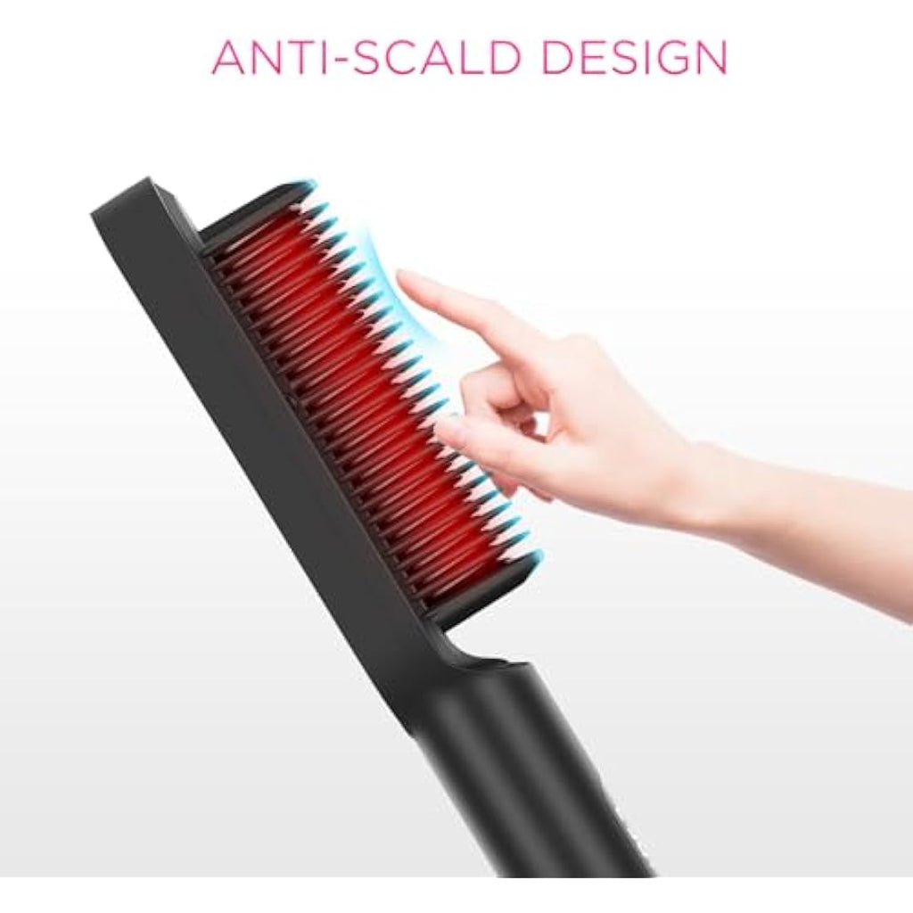 PARWIN PRO BEAUTY Ionic Hair Straightener Brush | Keratin Ceramic Coating