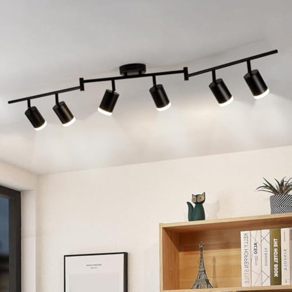 Gr4tec 6-Way Black Ceiling Spotlight Bar | Modern GU10 Light Fitting