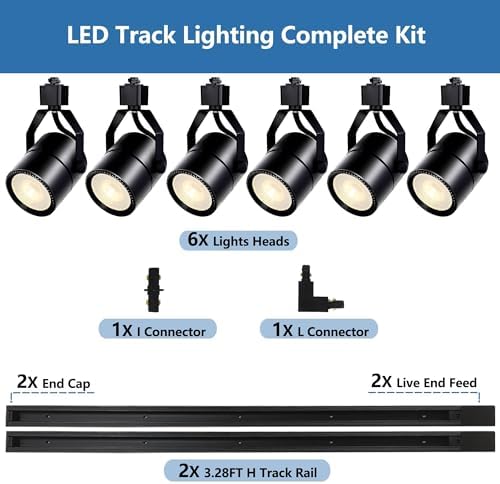 Bravsekai LED Track Lighting Kit | 6-Light H-Type PAR20 3000K Warm White