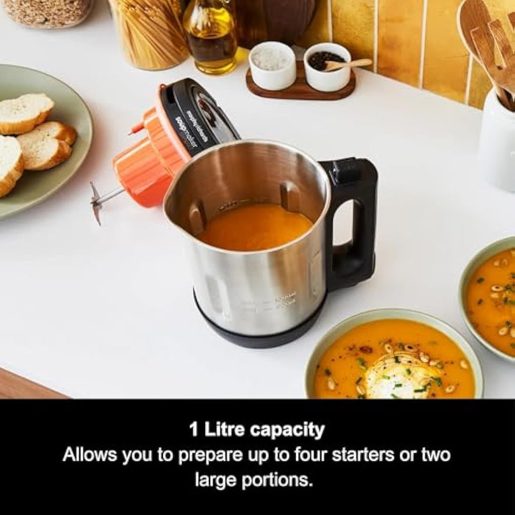 Morphy Richards Compact Soup Maker | 1L Blend & Cook | Black & Steel