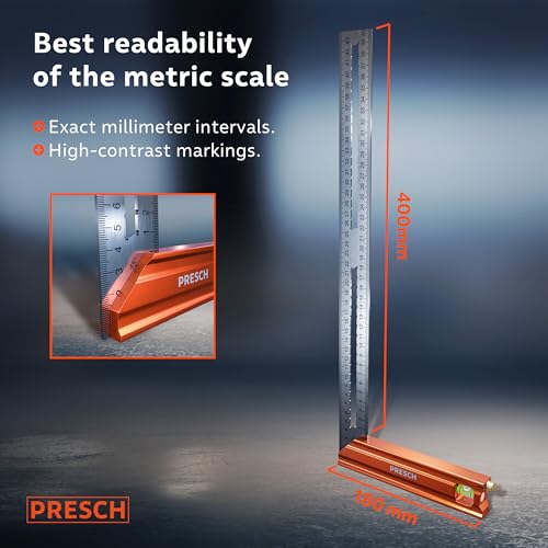 Presch 400mm Try Square – Precision Carpenter Square with Marking Gauge