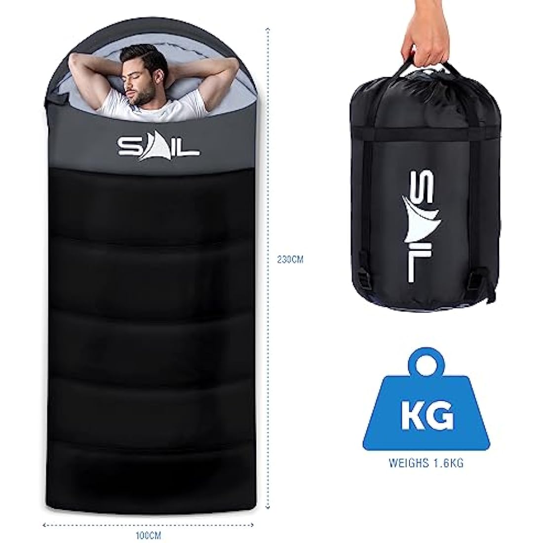 Jolof Store SAIL XL Extra Wide Sleeping Bag – Waterproof & Lightweight