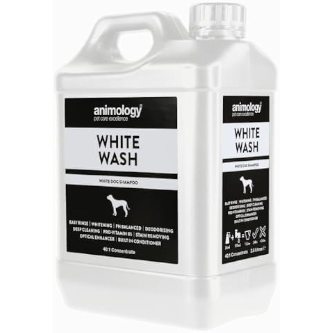 Animology White Wash Dog Shampoo for White Coats - 2.5 Litre Bulk Size