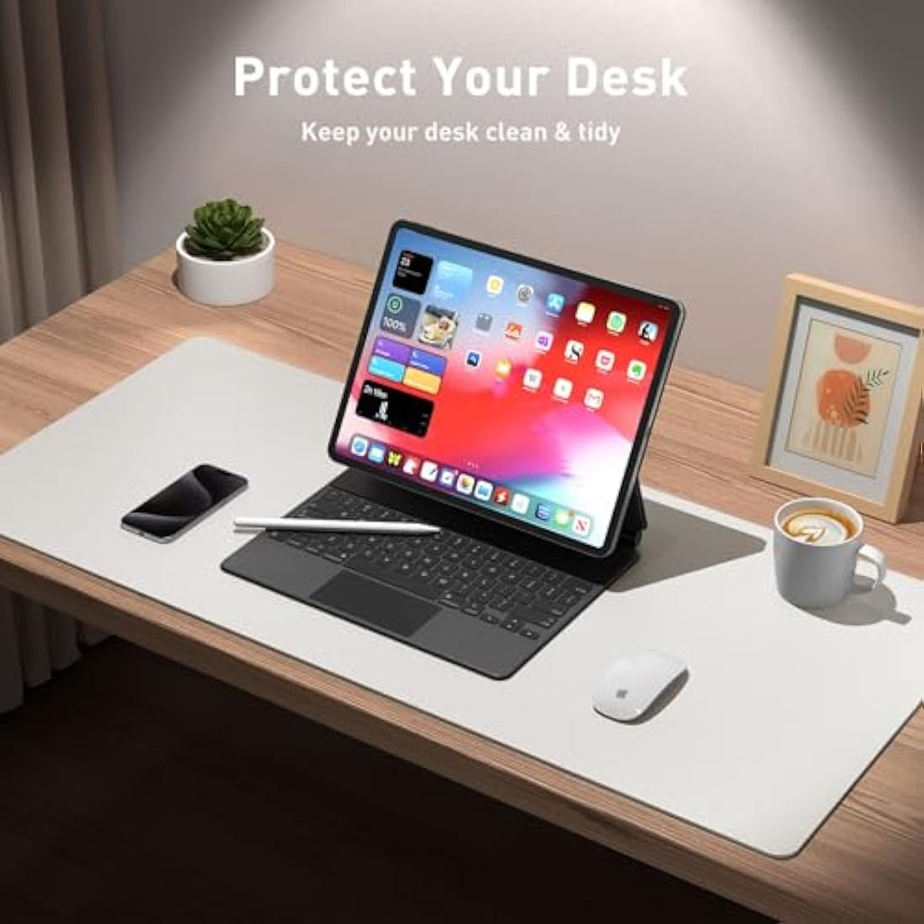 Jolof Store Leather Desk Mat – Non-Slip Waterproof Office Pad, Off-White