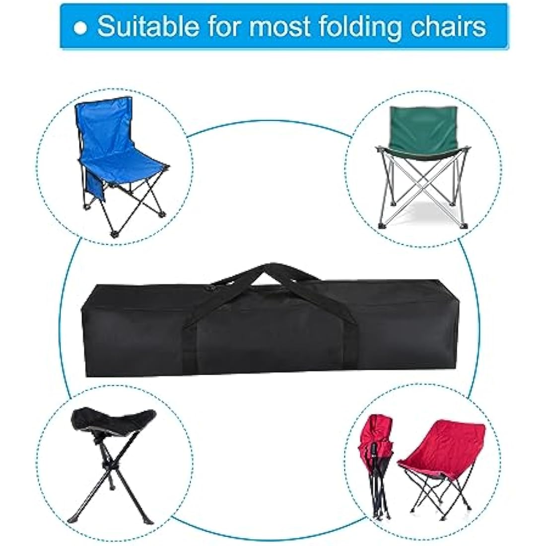 PATIKIL Camp Chair Replacement Bag - 2 Pack Nylon Carry Bag, Black